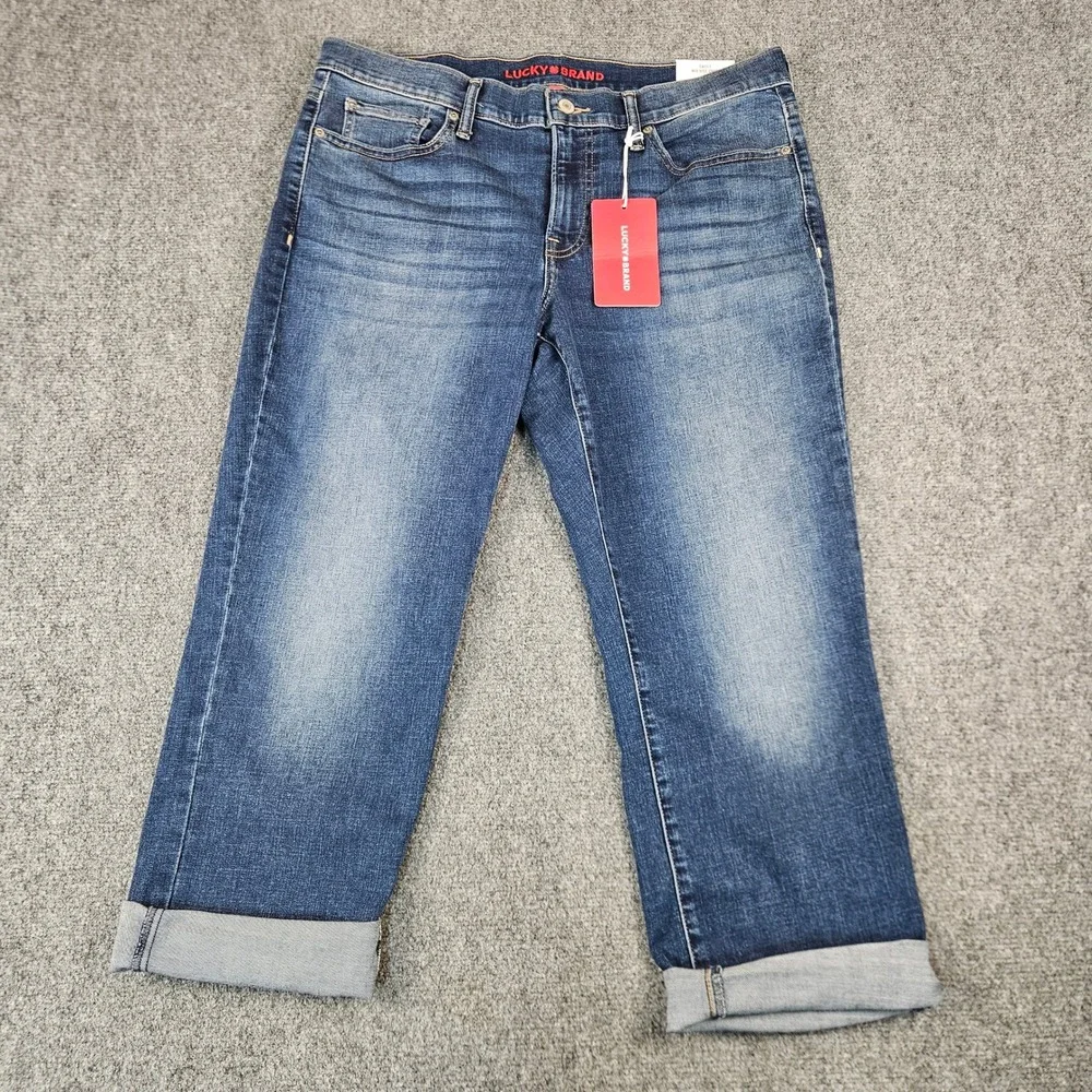 $99.50 Lucky Brand Sweet Mid Rise Crop Jeans Blue Denim Advance Stretch 14/32